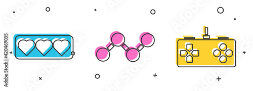 Set Like and heart, Share and Gamepad icon. Vector