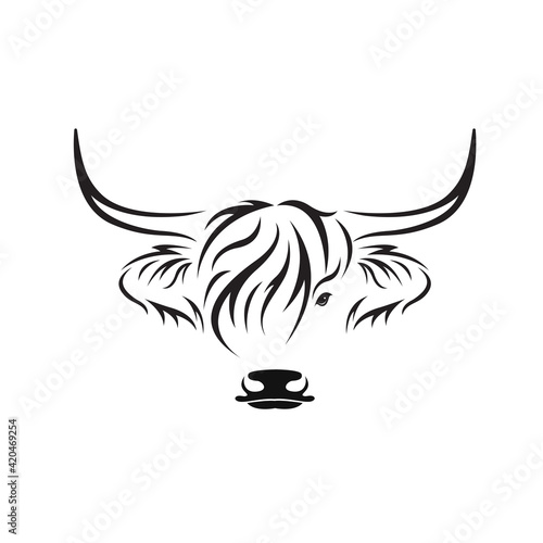 Vector of highland cow head design on white background. Farm Animal. Cows logos or icons. Easy editable layered vector illustration..