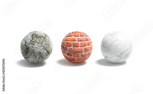 Blank stone  brick  marble ball mockup set