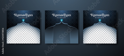 Ramadan Kareem background for social media post template with exclusive luxury design. Editable copy space photo or image for discount tag or content promo product.