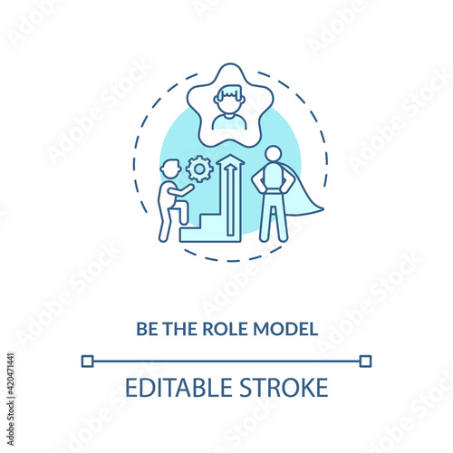Be role model concept icon. Leadership and motivation idea thin line illustration. Inspiration and successful life. Coach and speaker. Vector isolated outline RGB color drawing. Editable stroke
