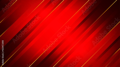 Abstract red background with gold stripes. Design template for brochures, flyers, magazine
