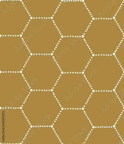 Dotty Honeycomb vector seamless pattern. Decorative geometric dotted hexagonal background.