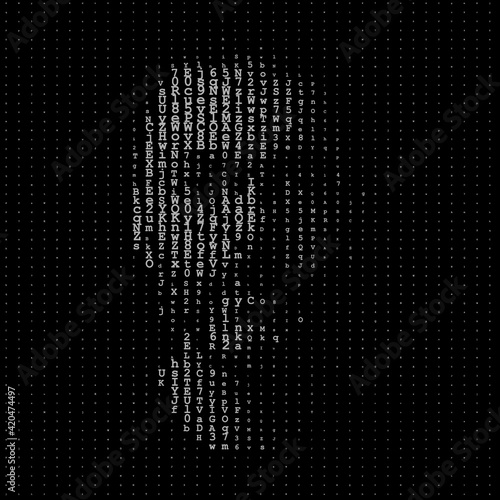 Man portrait, matrix illustration, artificial intelligence or cyber security concept