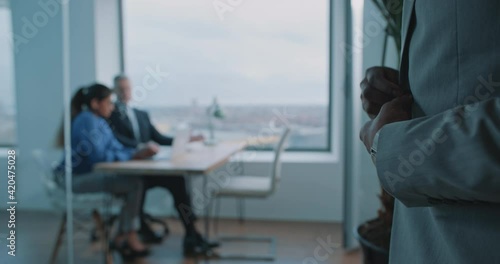 Handsome young African man at job interview  photo