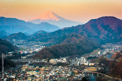 Otsuki, Japan Skyline with Mt. Fuji © SeanPavonePhoto