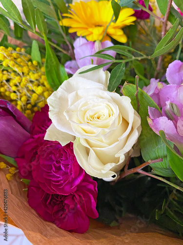 White rose in a bouquet