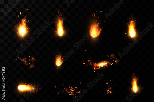 Burning sparks of fire. Fire. Flame. Sparks of fire. Vector.