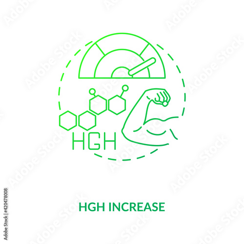HGH increase dark green concept icon. Human growth hormone. Improve performance. Intermittent fasting benefits idea thin line illustration. Vector isolated outline RGB color drawing
