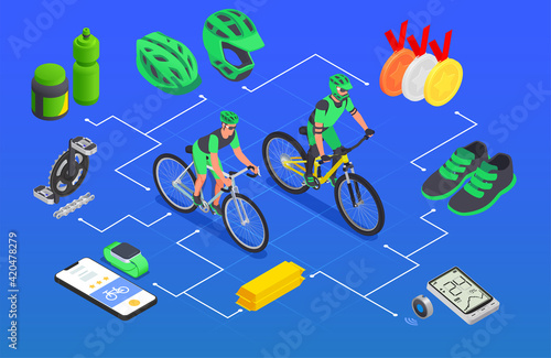 Sport Cycling Flowchart Composition
