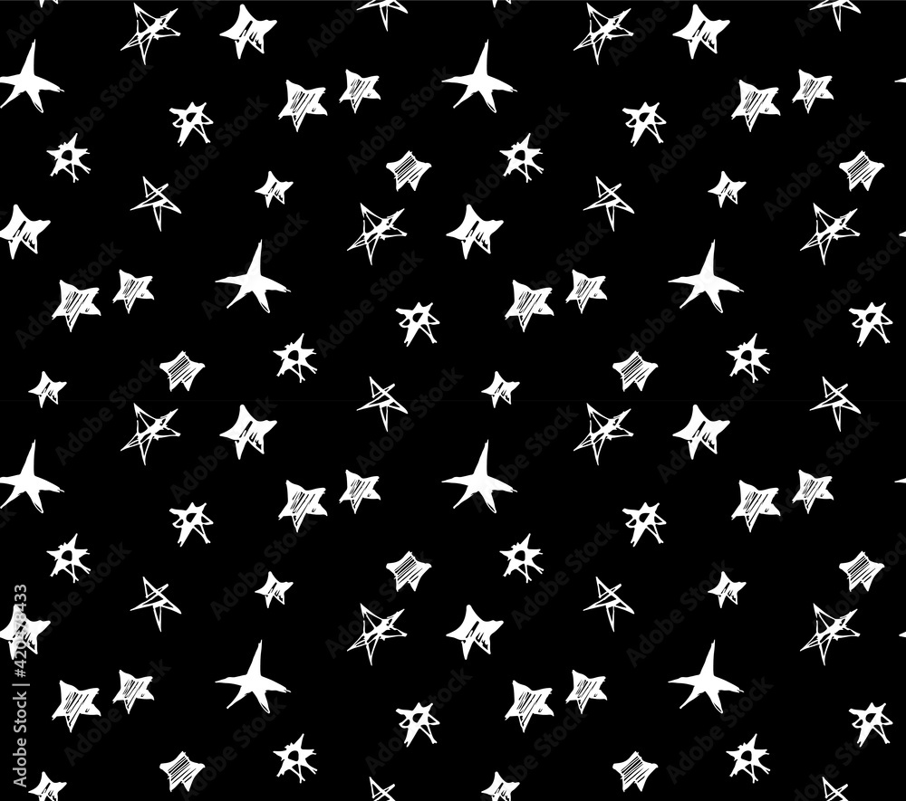 stars pattern. Hand drawn vector seamless star pattern