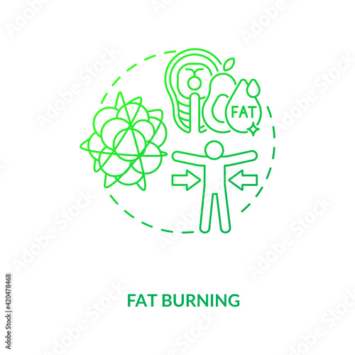 Fat burning dark green concept icon. Diet and fitness. Weight loss. Healthy eating. Intermittent fasting benefit idea thin line illustration. Vector isolated outline RGB color drawing