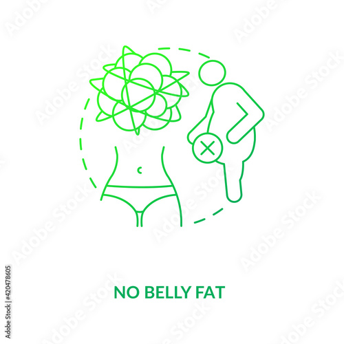 No belly fat dark green concept icon. Diet and healthy eating. Small waist. Intermittent fasting dieting benefit idea thin line illustration. Vector isolated outline RGB color drawing