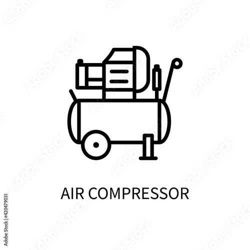 Car service equipment. Tire fitting equipment. High air pressure. Air compressor. Vector sign in a simple style isolated on a white background. 64x64 pixel.