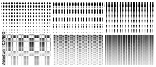 Halftone gradient pattern. Texture with dot gradation. Black halftone gradient pattern with fade on white background. Big graphic geometric poster. Monochrome retro wallpaper. Design element. Vector