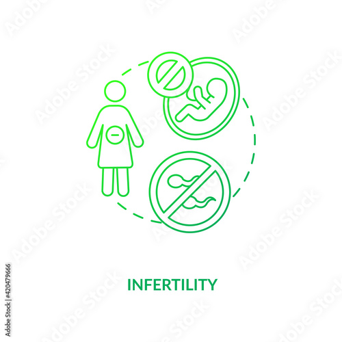 Infertility dark green concept icon. Male and female problems with fertility. Intermittent fasting precaution idea thin line illustration. Vector isolated outline RGB color drawing