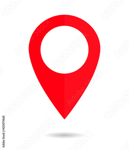 Pin of map. Icon of drop pin. Place of location. Red gps marker. Geo point for position and navigation. Pinpoint place on map. Symbol of travel and direction for app. Landmark for city. Vector