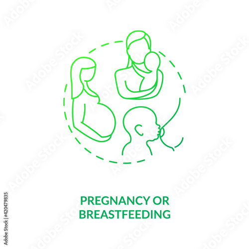 Pregnancy or breastfeeding dark green concept icon. Motherhood, caring for newborn baby. Intermittent fasting idea thin line illustration. Vector isolated outline RGB color drawing