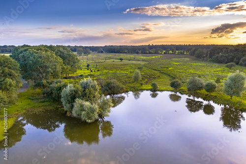 Aerial view of wetland scene in Drenthe