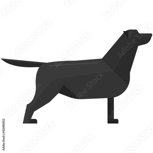 Dog vector, cute black labrador breed pet isolated icon