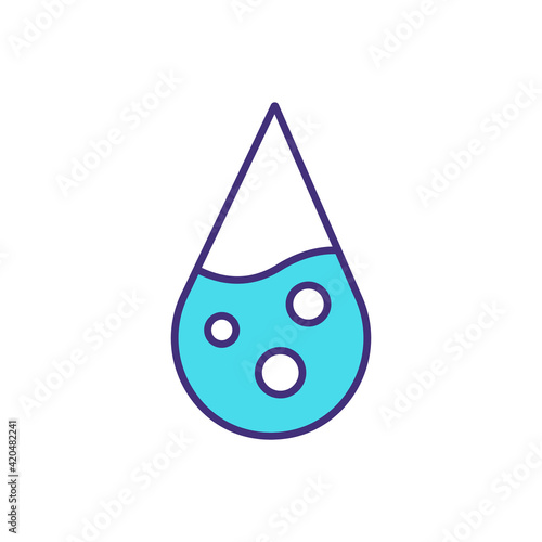 Water RGB color icon. Vital natural resource. Drink water reminder. Tasteless liquid state. Skin hydration. Hydrogen and oxygen composition. Body temperature regulation. Isolated vector illustration