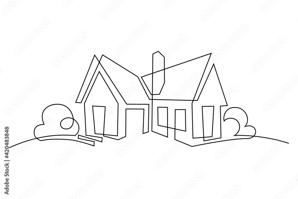 Premium Vector | Set of different houses detached single family houses with  gardens and garage hand