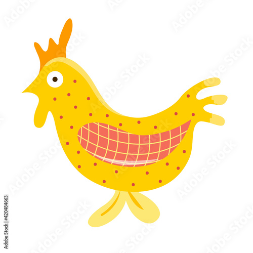 Yellow cock for Easter holiday. Design element for Easter. Chicken farming poultry symbol icon sign. Element for design on white background.