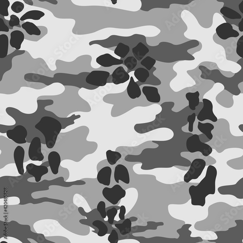 Gray camouflage background, trendy modern pattern. EPS