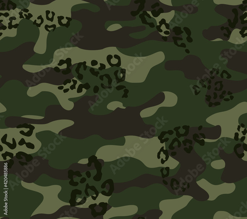 Green army camouflage pattern, trendy military texture. Street background