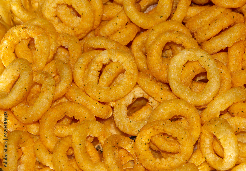 a close-up with circular Puffcorn a close-up with circular Puffcorn