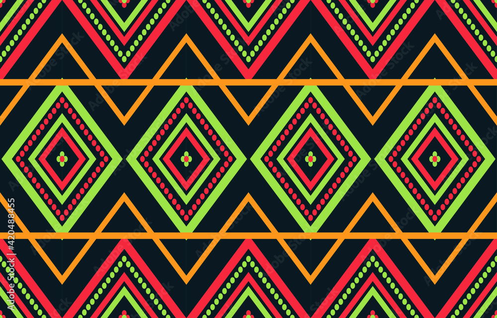 Abstract ethnic geometric pattern design background for wallpaper or other fabric pattern.