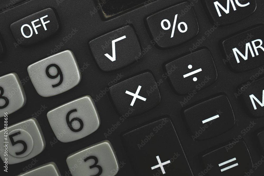 Calculator keyboard macro photo, close up of key Calculator keyboard macro photo, close up of key