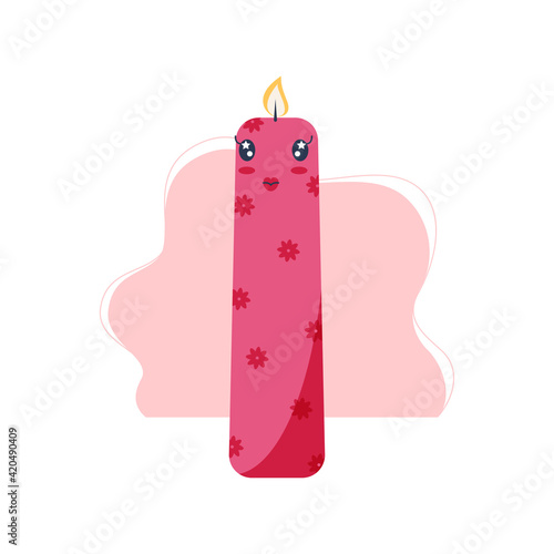 Cute candle. Flat vector illustration.