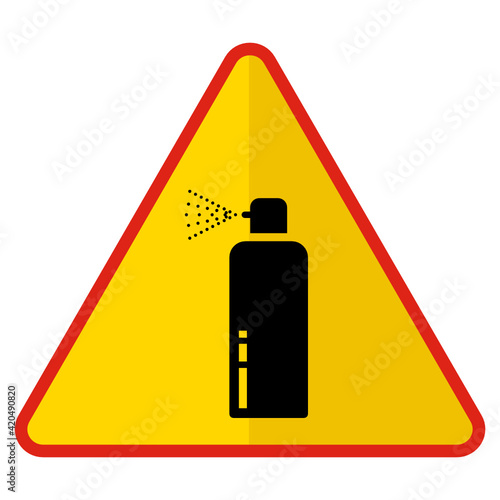 Flammable Spray Bottle Liquid Concept Vector Icon Design, yellow triangle warning signs, regulatory and guide symbol on white background, Modern traffic signal stock illustration