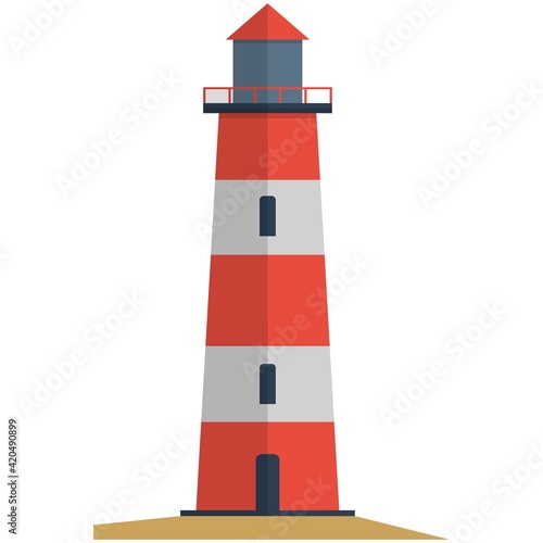 Vector lighthouse illustration isolated on white background