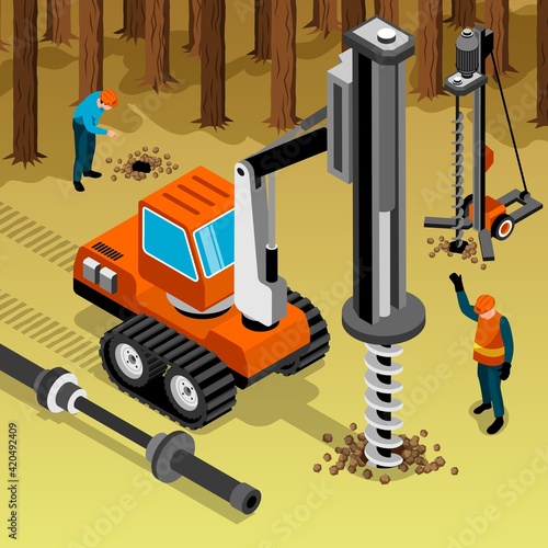 Drilling Isometric Composition