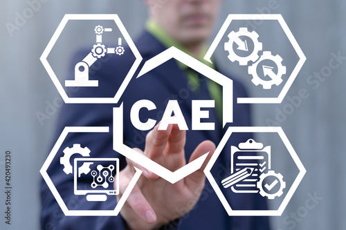 Concept of CAE Computer-Aided Engineering Software System. Cad Technology. photo