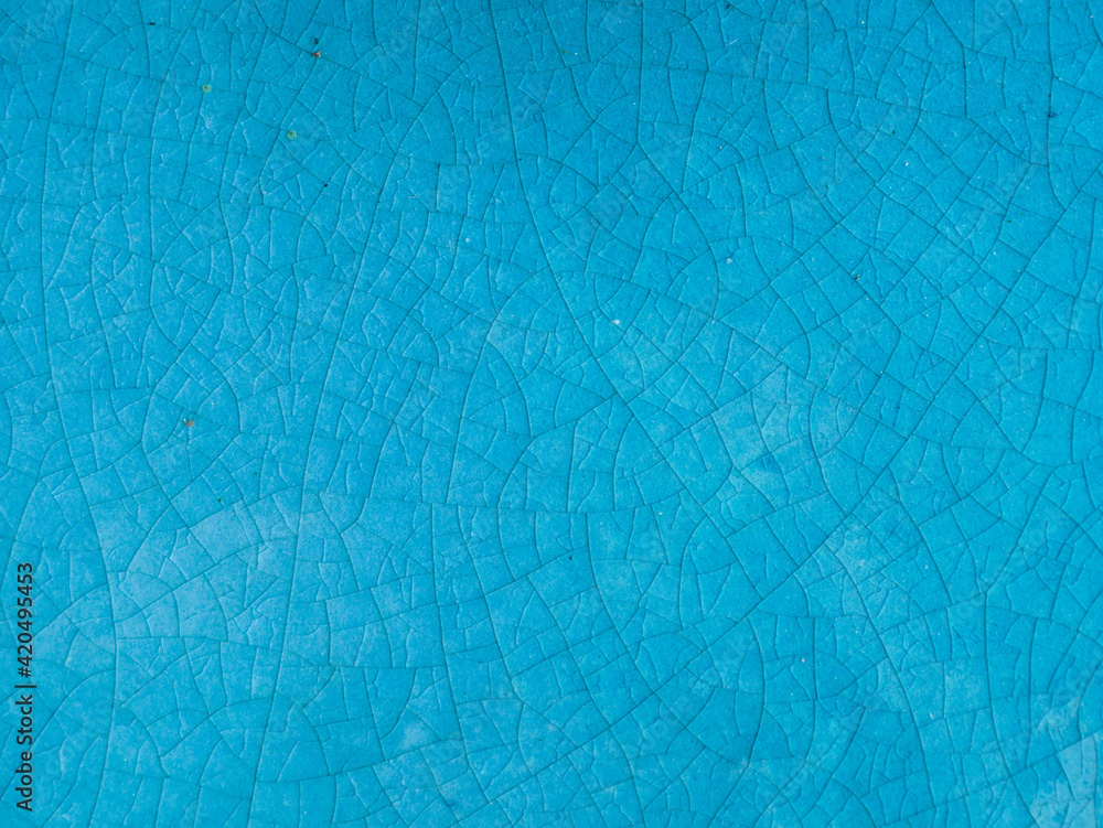 texture of cracked blue ceramic for background