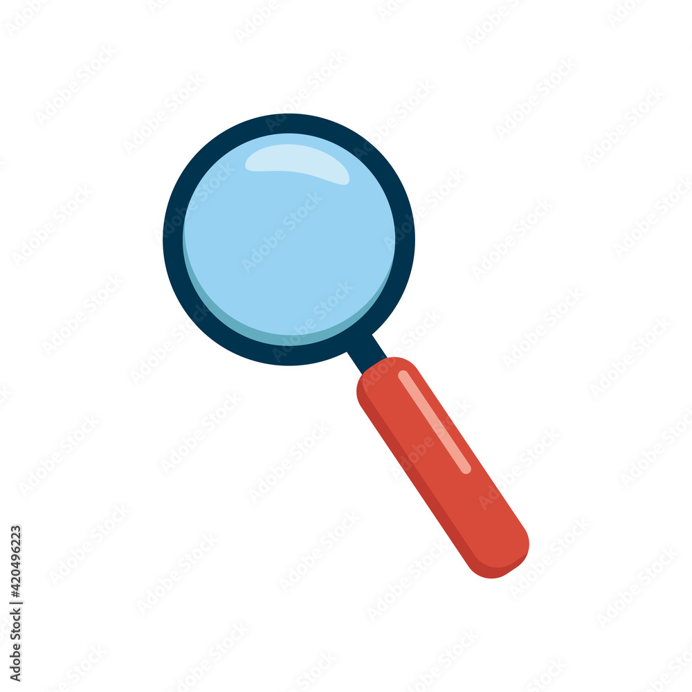 Magnifying glass isolated on white background. Search icon. Flat vector illustration Magnifying glass isolated on white background. Search icon. Flat vector illustration