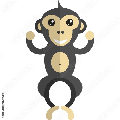 Monkey flat vector icon illustration isolated on white