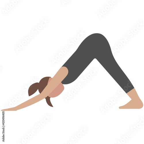 Yoga dog downward pose svanasana vector woman isolated