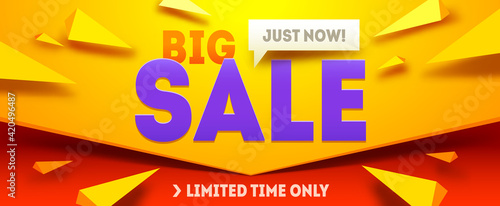 Big sale horizontal banner. Sale and discounts. Vector illustration