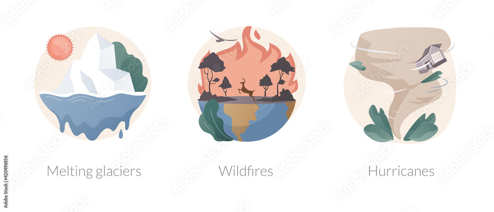 Fototapeta premium Natural disaster abstract concept vector illustrations.