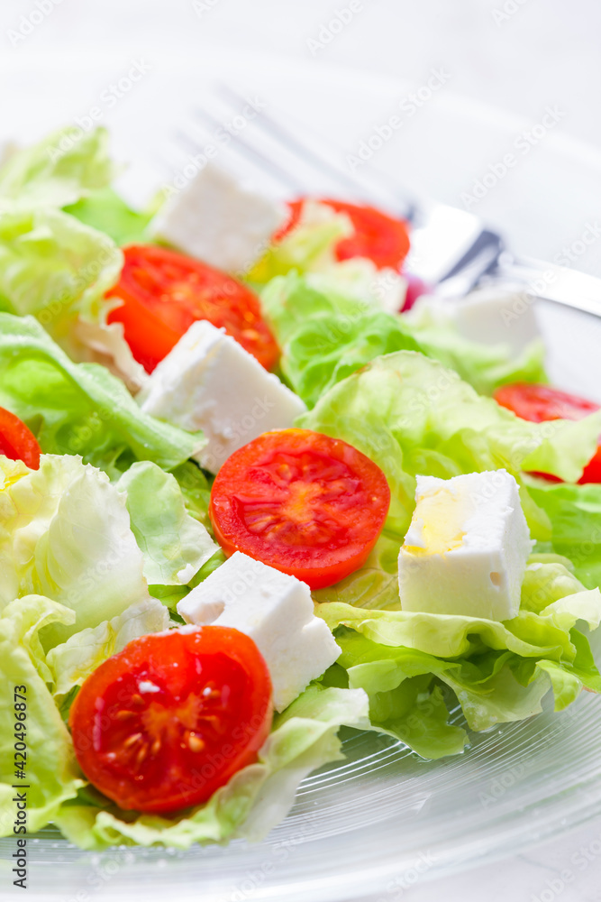 salad with fresh vegetables, feta cheese and tomatoes salad with fresh vegetables, feta cheese and tomatoes