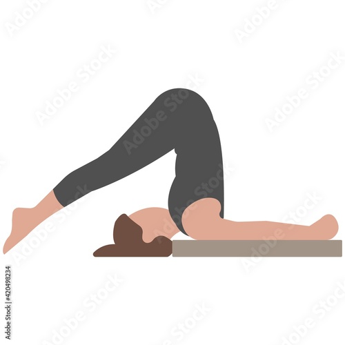 Halasana yoga fitness pose vector illustration isolated on white