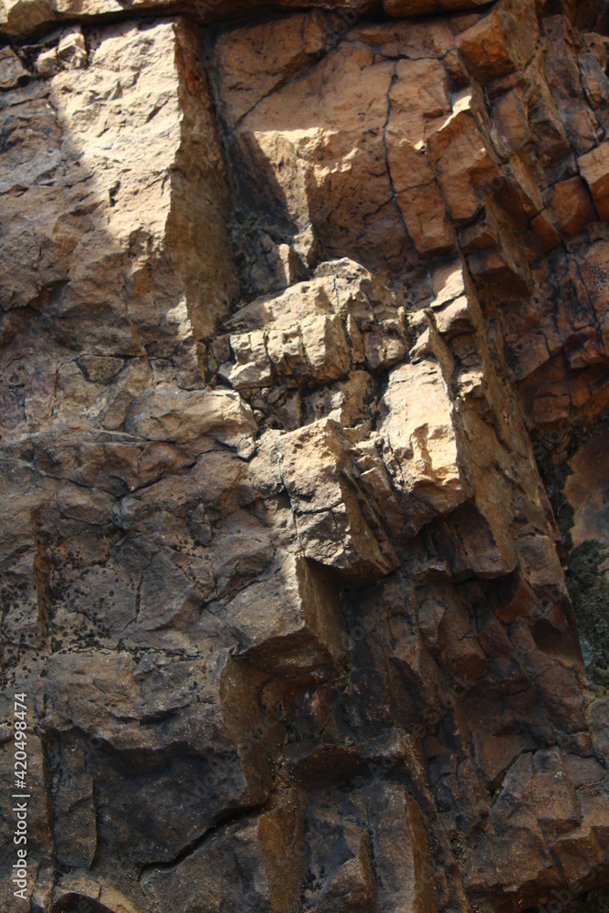 Weathered Rocks Background Full Frame of Sheer Cliff 