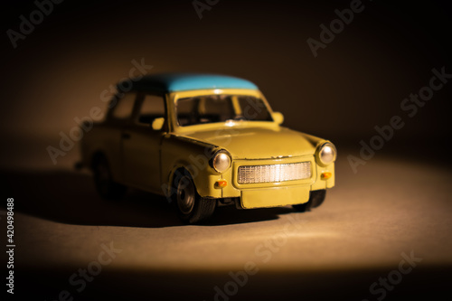 yellow car isolated on black  yellow car on black background  yellow car on black