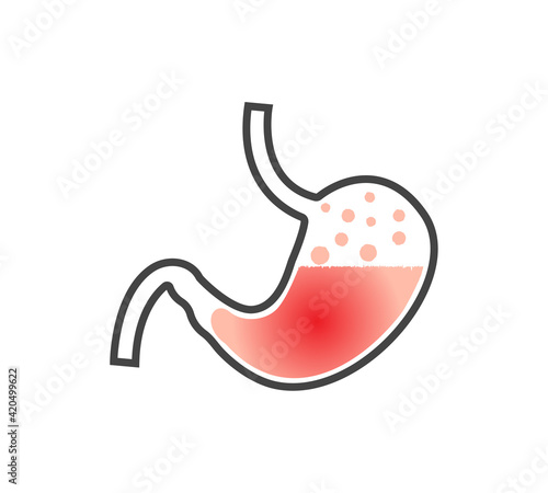 Vector icon stomach, internal organ on white isolated background.