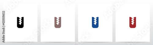 Screw On Letter Logo Design U