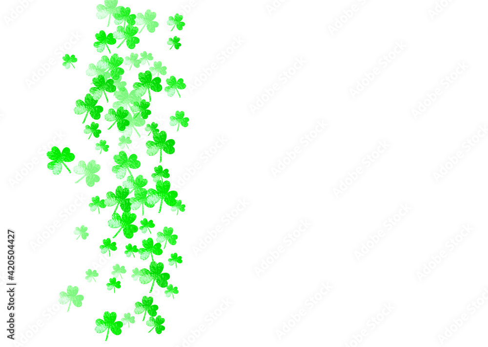 Saint patricks day background with shamrock. Lucky trefoil confetti. Glitter frame of clover leaves. Template for voucher, special business ad, banner. Happy saint patricks day backdrop. Saint patricks day background with shamrock. Lucky trefoil confetti. Glitter frame of clover leaves. Template for voucher, special business ad, banner. Happy saint patricks day backdrop.